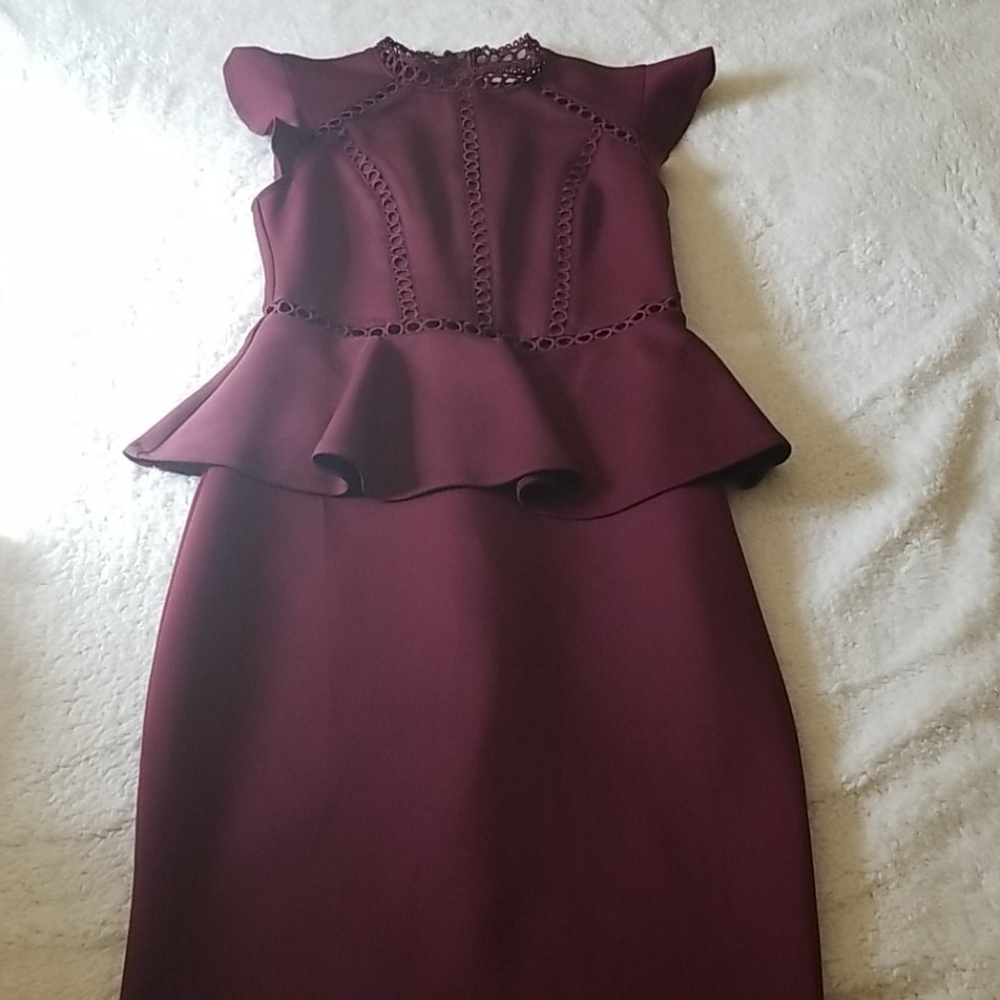 Burgundy peplum dress